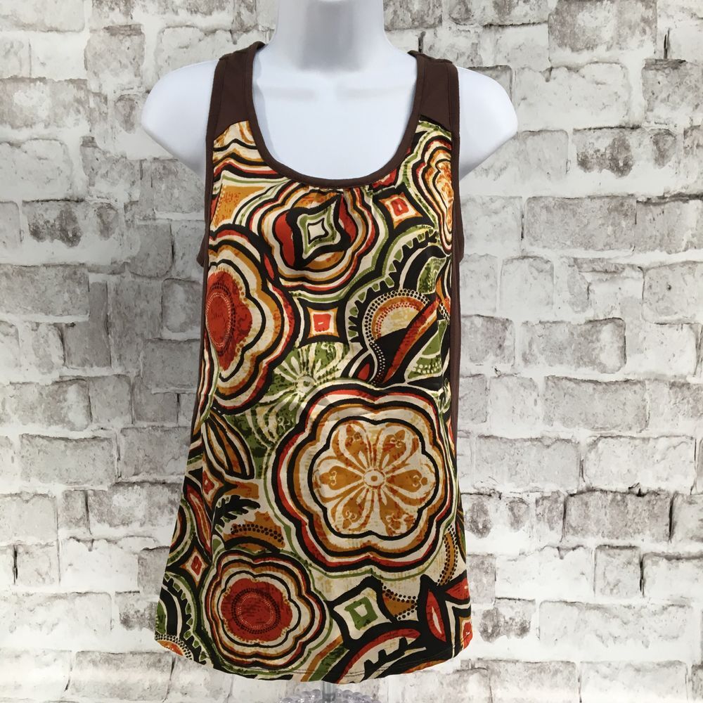 Maurice's Women's Size S Tank Top Racerback Floral Multi Color Brown